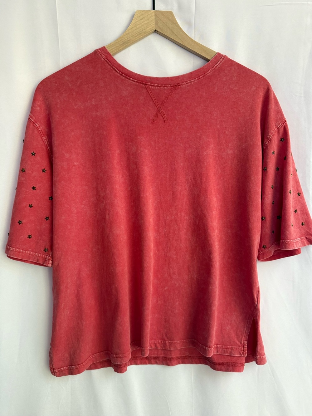 Cato Red Short Sleeve Tee with Star Sleeve Accents